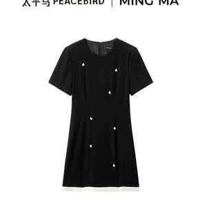 Peacebird Women's Black Beaded Cropped Dress